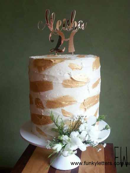 21st gold birthday cake topper n